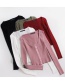 Fashion Pink Short Button Knit Cardigan