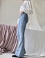 Fashion blue Washed High-rise Stretch-flare Jeans