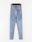 Fashion Black Washed High Waist Breasted Pencil Denim Cropped Pants