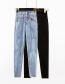 Fashion Blue Washed High Waist Breasted Pencil Denim Cropped Pants