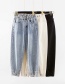Fashion Light Blue Washed Buttoned Jeans
