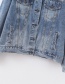 Fashion Blue Washed Multi-pocket Lapel Single-breasted Denim Jacket