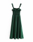 Fashion Green Ruffled Split Pleated Dress