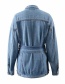 Fashion Blue Washed Two-layer Lace-up Denim Jacket