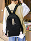 Fashion Black Stitched Fringed Plain Backpack