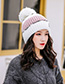 Fashion White Stitched Contrast Knitted Wool Hat