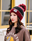 Fashion Pink Stitched Contrast Knitted Wool Hat