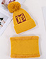 Fashion Khaki Mink Velvet Wool Knit Hat Bib Set