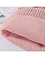 Fashion Pink Knitted Colorblock Striped Plus Fleece Hat