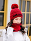 Fashion Wine Red Mink Velvet Wool Knit Hat Bib Set