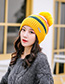Fashion Purple Stitched Contrast Color Padded Knitted Hat