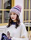 Fashion Beige Stitched Contrast Color Padded Knitted Hat