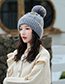 Fashion Gray Embroidered Smiley Letters Plus Velvet Knitted Hat