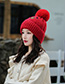 Fashion Red Embroidered Smiley Letters Plus Velvet Knitted Hat