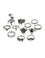 Fashion Ancient Silver Constellation Geometric Ring Set