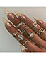 Fashion Golden Flower Studded Geometric Concave Ring Set