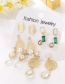 Fashion Yellow Pearl Leaf Cutout Emerald Stud Earrings Set