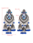 Fashion Ancient Silver Blue Dripping Oil Hollow Lantern Tassel Earrings