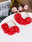 Fashion Red Flower Lace Pearl Earrings