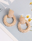 Fashion Golden Geometric Pearl Round Cutout Earrings