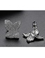 Fashion Gun Black Diamond Irregular Flower Earrings