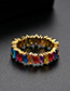 Fashion Color Contrast Irregular Ring With Diamonds
