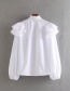 Fashion White Ruffled Poplin Long Sleeve Shirt