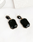 Fashion Black Alloy Diamond Square Stud Earrings