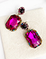 Fashion Red Wine Alloy Diamond Square Stud Earrings