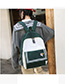 Fashion Dark Green Three-piece Backpack With Stitched Contrast Stripes