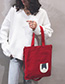 Fashion Red Stitched Contrast Shoulder Bag