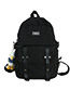 Fashion Black Panel Flap Buckle Backpack