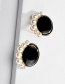 Fashion Black Alloy Dripping Pearl Scallop Stud Earrings
