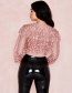 Fashion Pink Lace V-neck Fungus Stitching Slim Bodysuit