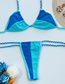 Fashion Blue Contrast Stitching Braided Strap Triangle Package Split Swimsuit