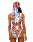 Fashion Yellow Totem Totem Print Lace Up One-piece Swimsuit