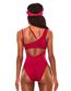 Fashion Pure Red Pleated Strap Cutout One-piece Swimsuit