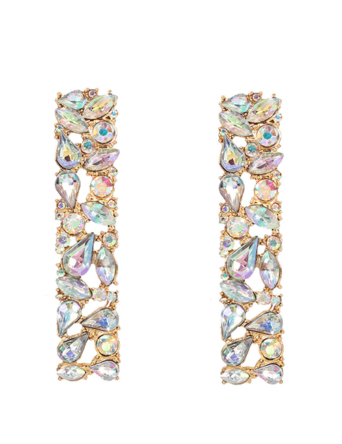 Fashion Color Diamond Cutout Earrings