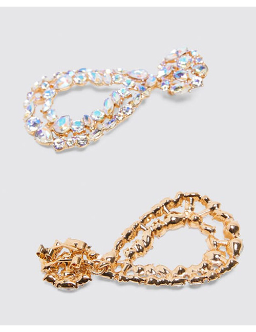 Fashion Color Drop-shaped Diamond Alloy Pearl Earrings
