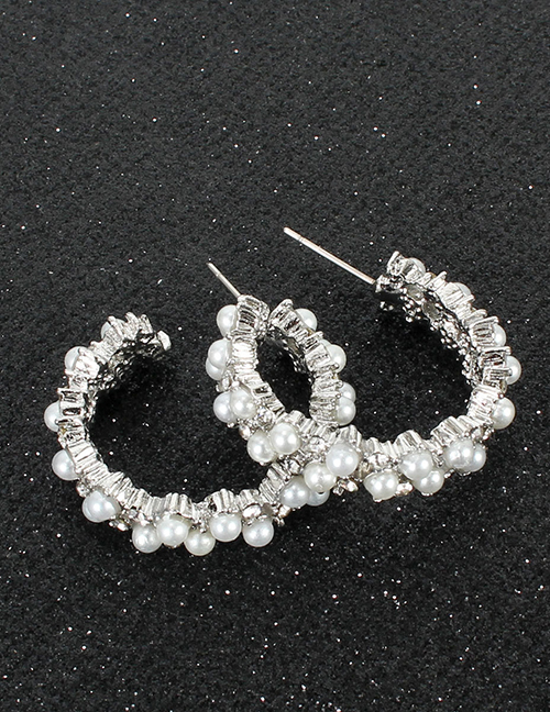 Fashion White K Imitation Pearl C-shaped Earrings