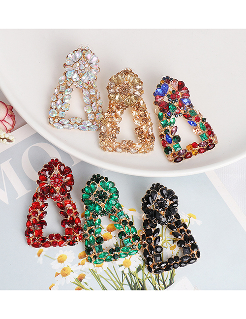 Fashion Color Geometric Alloy Diamond Cutout Earrings