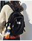 Fashion Black Stitched Letter Logo Buckle Backpack