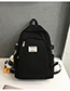 Fashion Black With Pendant Stitched Letter Logo Buckle Backpack