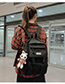 Fashion Khaki Ribbon Pendant Nylon Backpack With Patch Letters