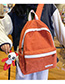 Fashion Orange With Pendant Stitched Contrast Corduroy Backpack