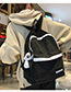 Fashion Black Stitched Contrast Corduroy Backpack