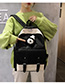 Fashion Black With Pendant Stitched Contrast Belt Buckle Backpack