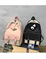 Fashion Pink With Pendant Stitched Contrast Belt Buckle Backpack