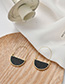 Fashion Black Log Semicircular Wooden Geometric Earrings