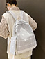 Fashion Gray Embroidered Checked Backpack